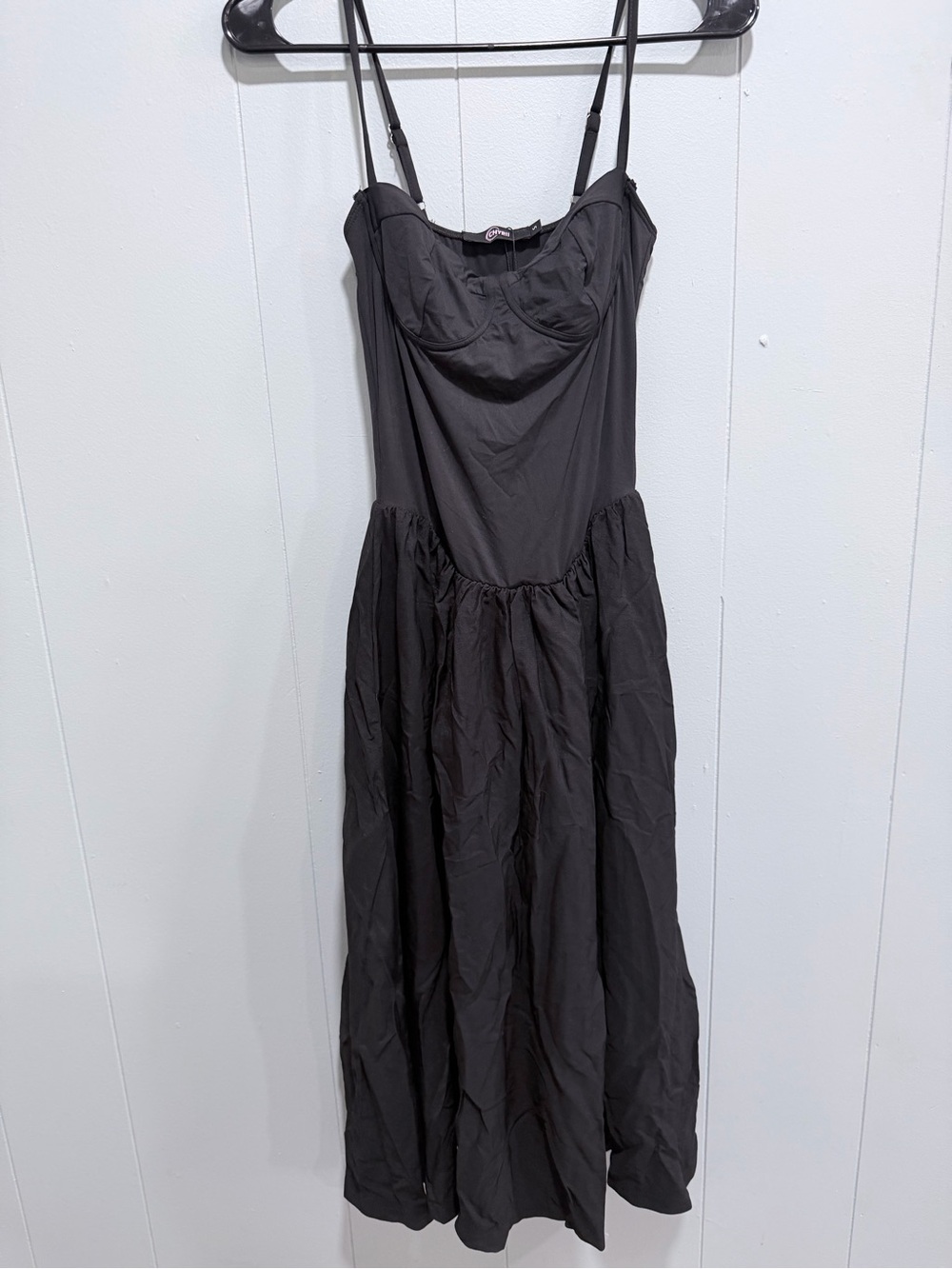 Black Spaghetti Strap Midi Dress